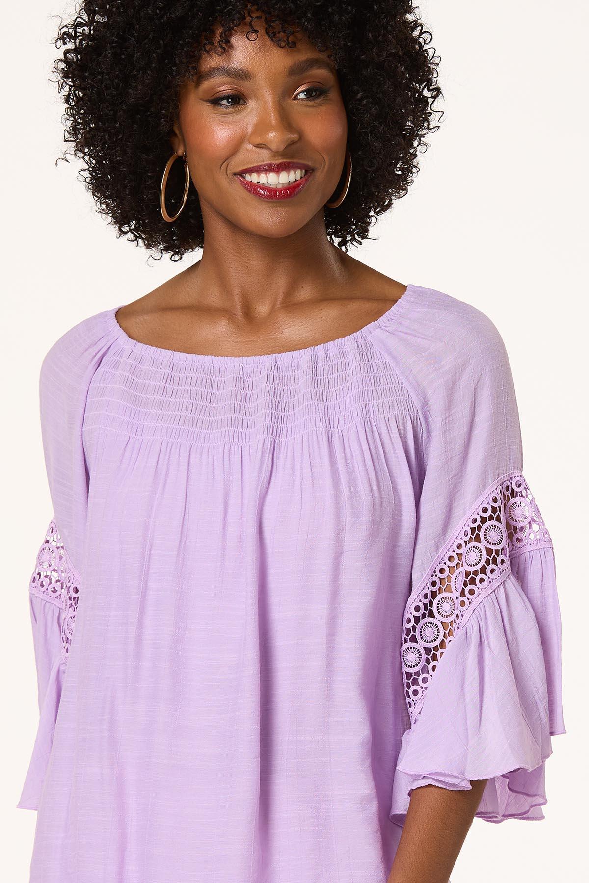 Smocked Crochet Sleeve Top