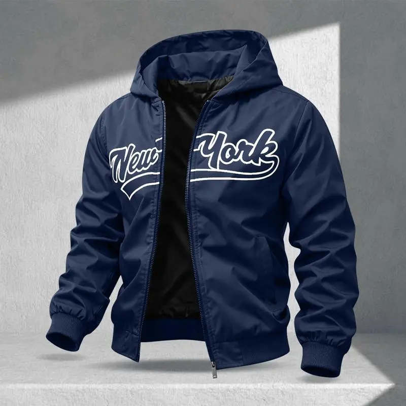 Letter Print Sports Jacket, Men's Casual Jacket, Fashionable College Baseball Apparel