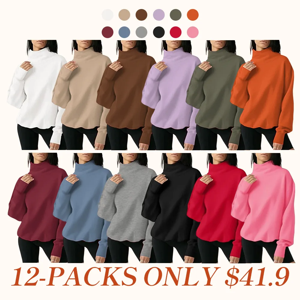 Women's Oversized Turtleneck Sweatshirt Long Sleeve Pullover Casual Tops