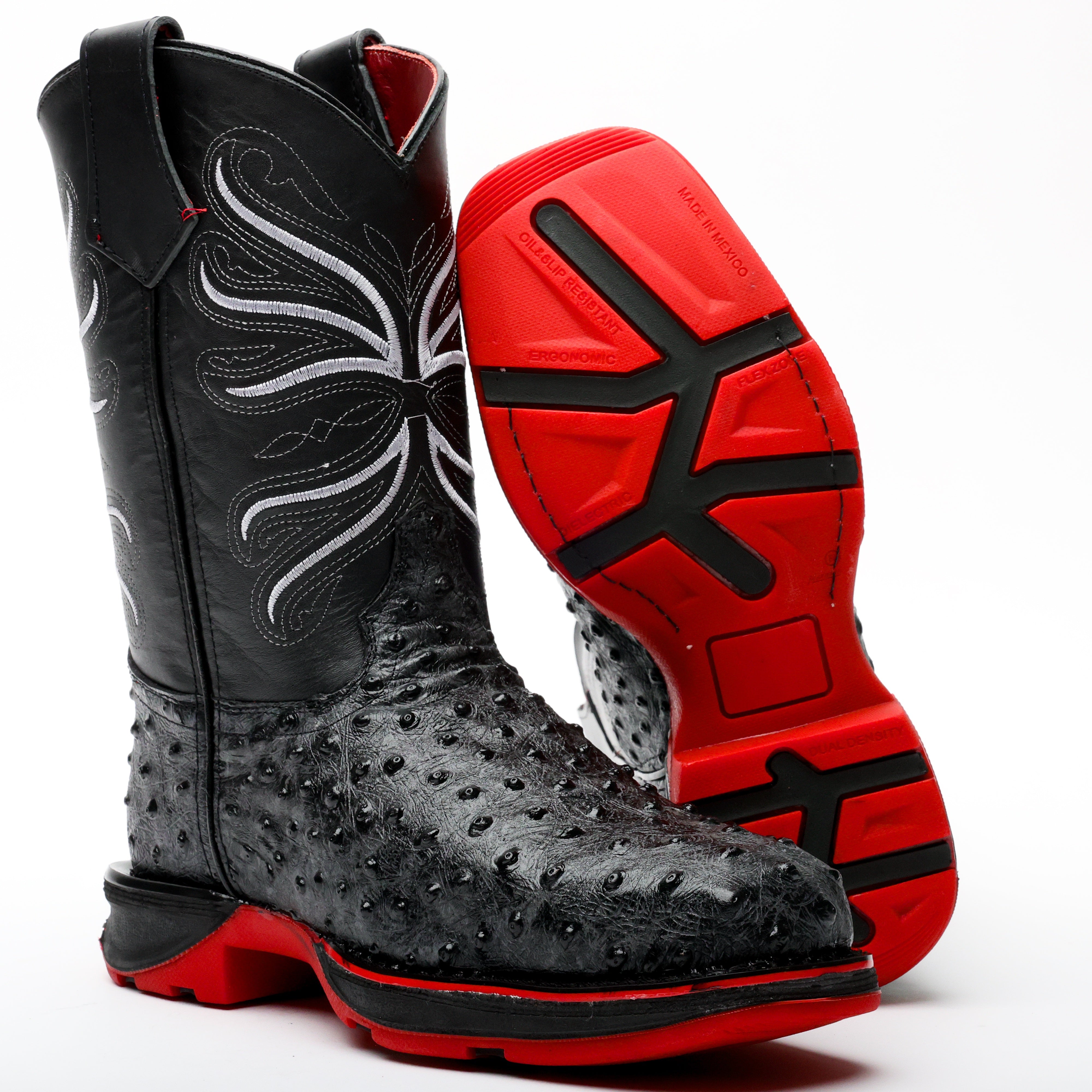 Grey Ostrich Leather Boots With 3D Lightweight Sole - Composite Toe