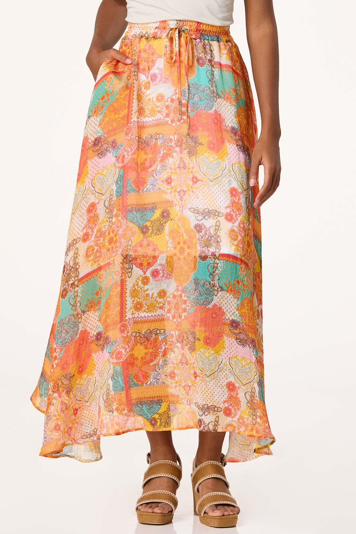 Printed Flowy Maxi Skirt