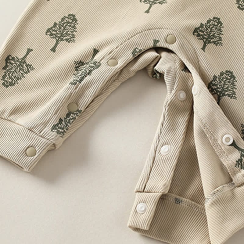 Baby Pine Tree Dark Khaki Pocket Romper