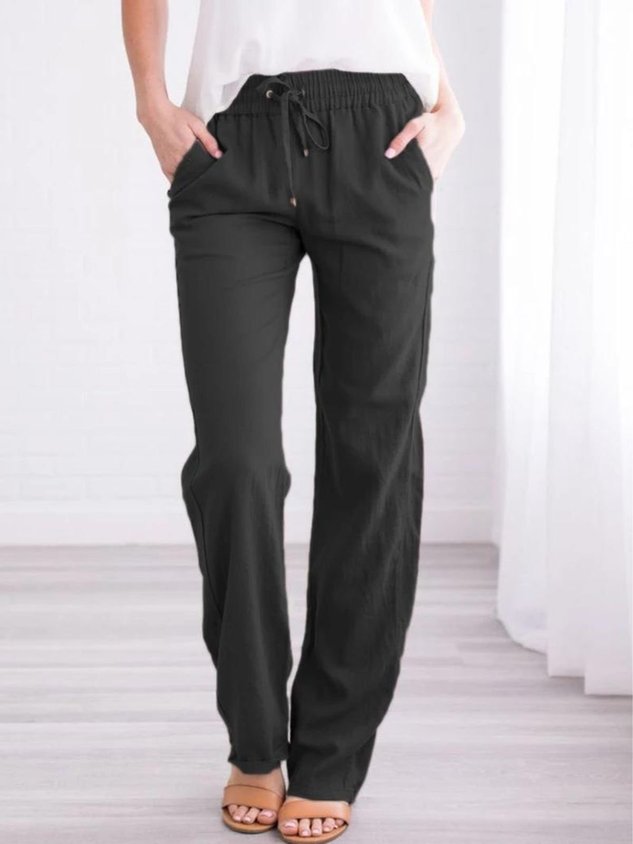 Cotton Regular Fit Casual Plain Pants
