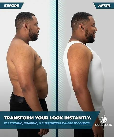 Men’s Compression Shapewear Shirt (Tall Fit) – Tummy Control Slimming Undershirt | Seamless Body Shaper for Gym & Daily Wear Menswear