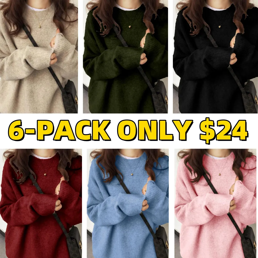 Women's Solid Drop Shoulder Long Sleeve Sweater Pullover