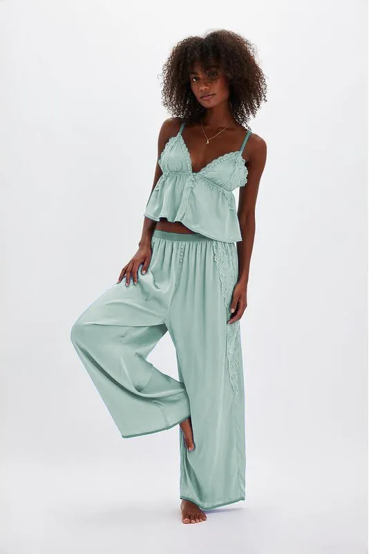 Women's Pajama Sets Lace Ruffled Cami Tops with Loose Pants