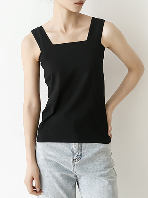 Casual Simple 6 Colors Square-Neck Sleeveless Vest
