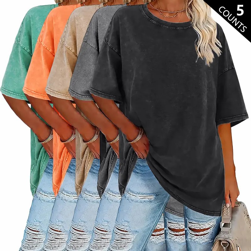 Women’s 5-Pack Premium Vintage Washed Cotton Tees