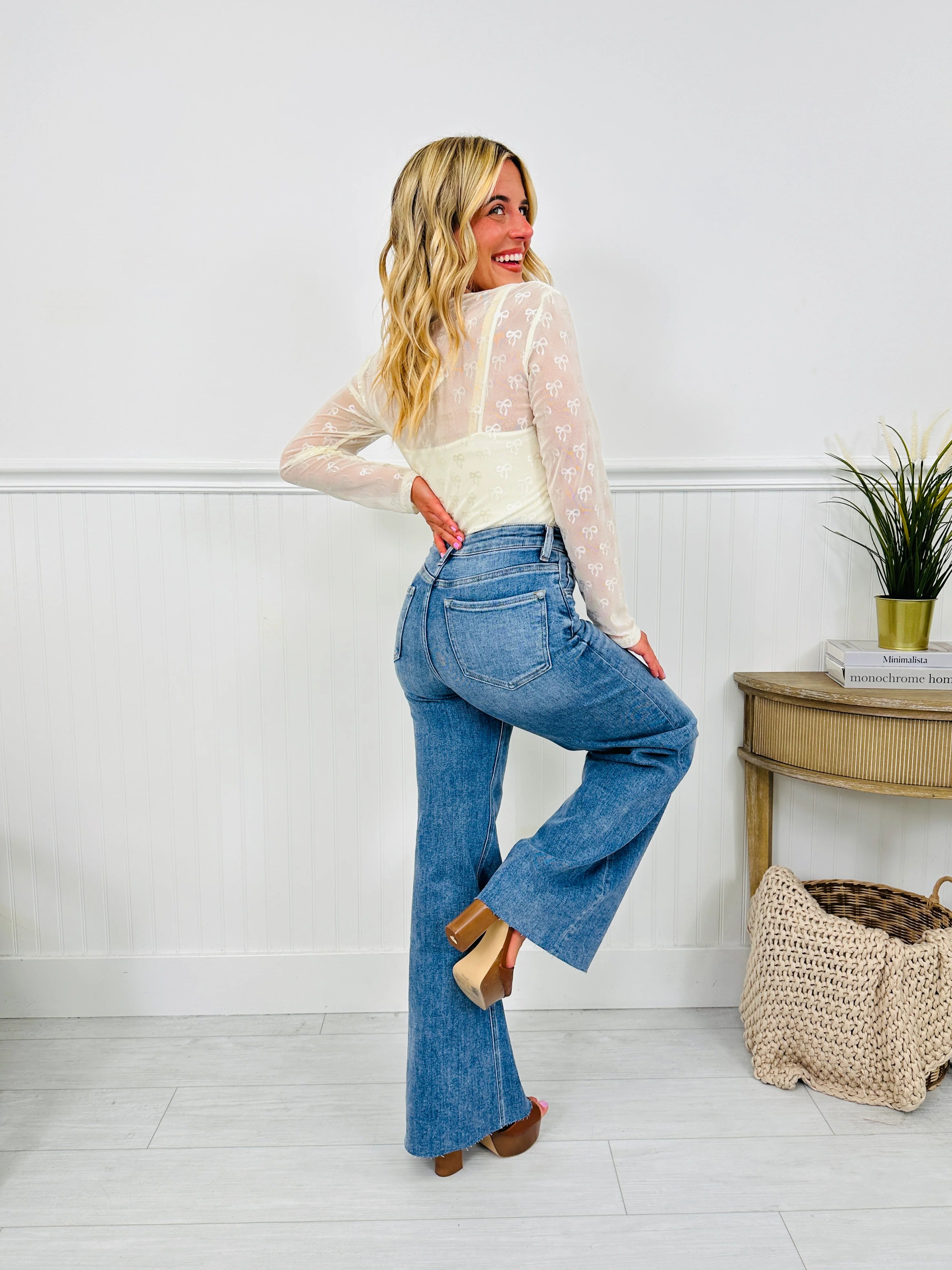 Push Your Buttons Tummy Control Wide Leg Jeans
