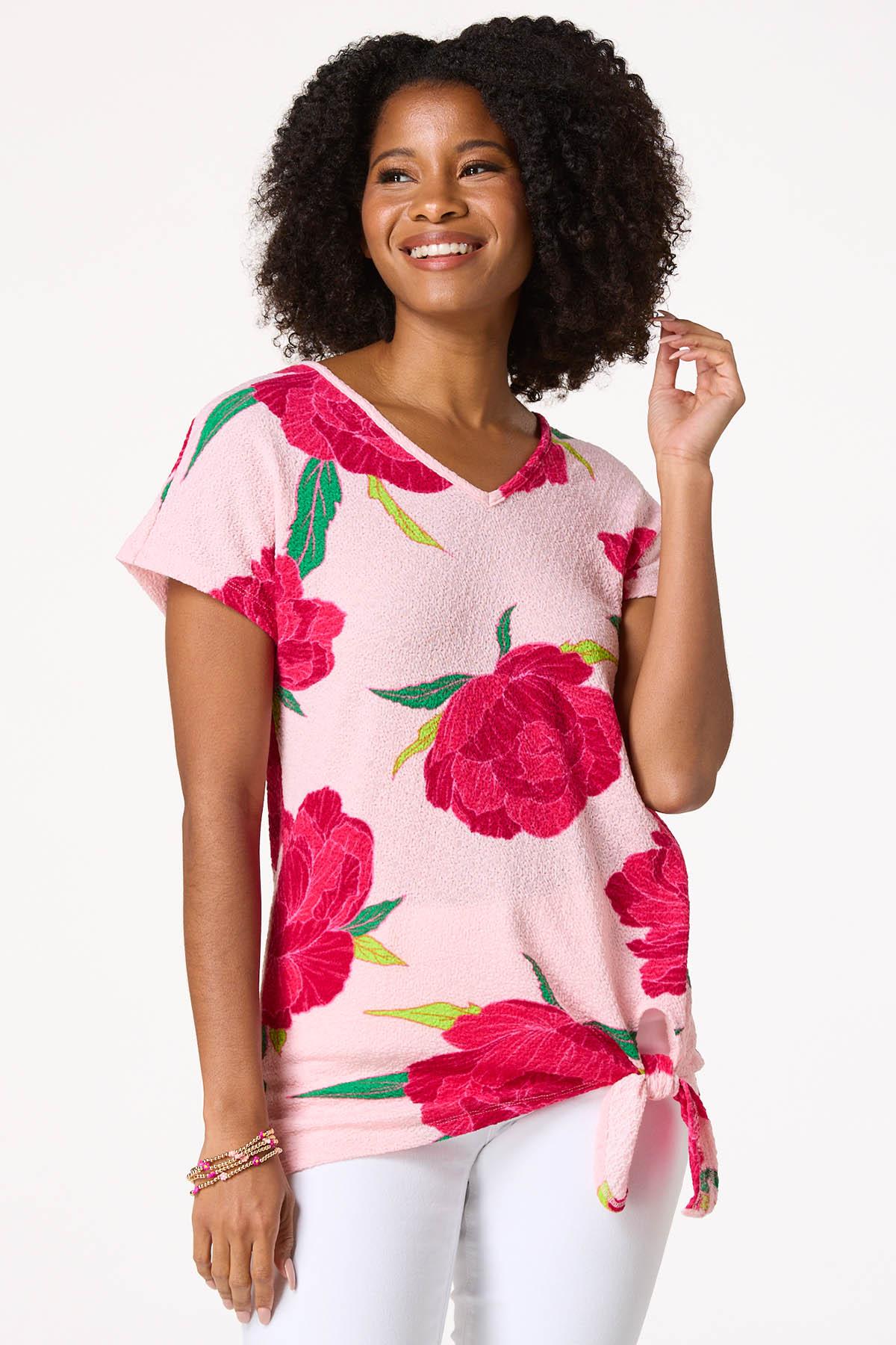 Textured Floral Side Tie Tunic