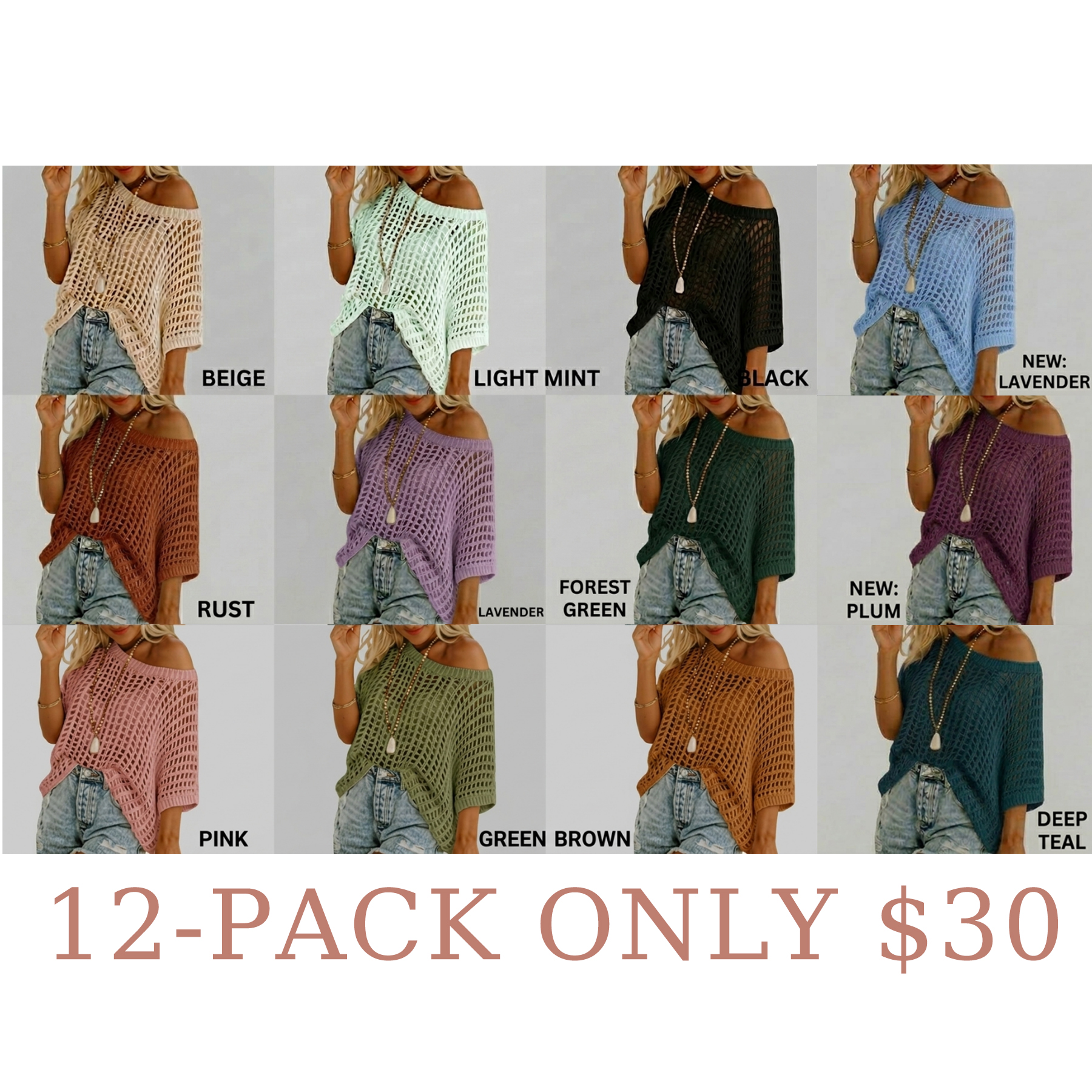 Women’s Crochet Hollow-Out Beach Top – Lightweight Cover-Up