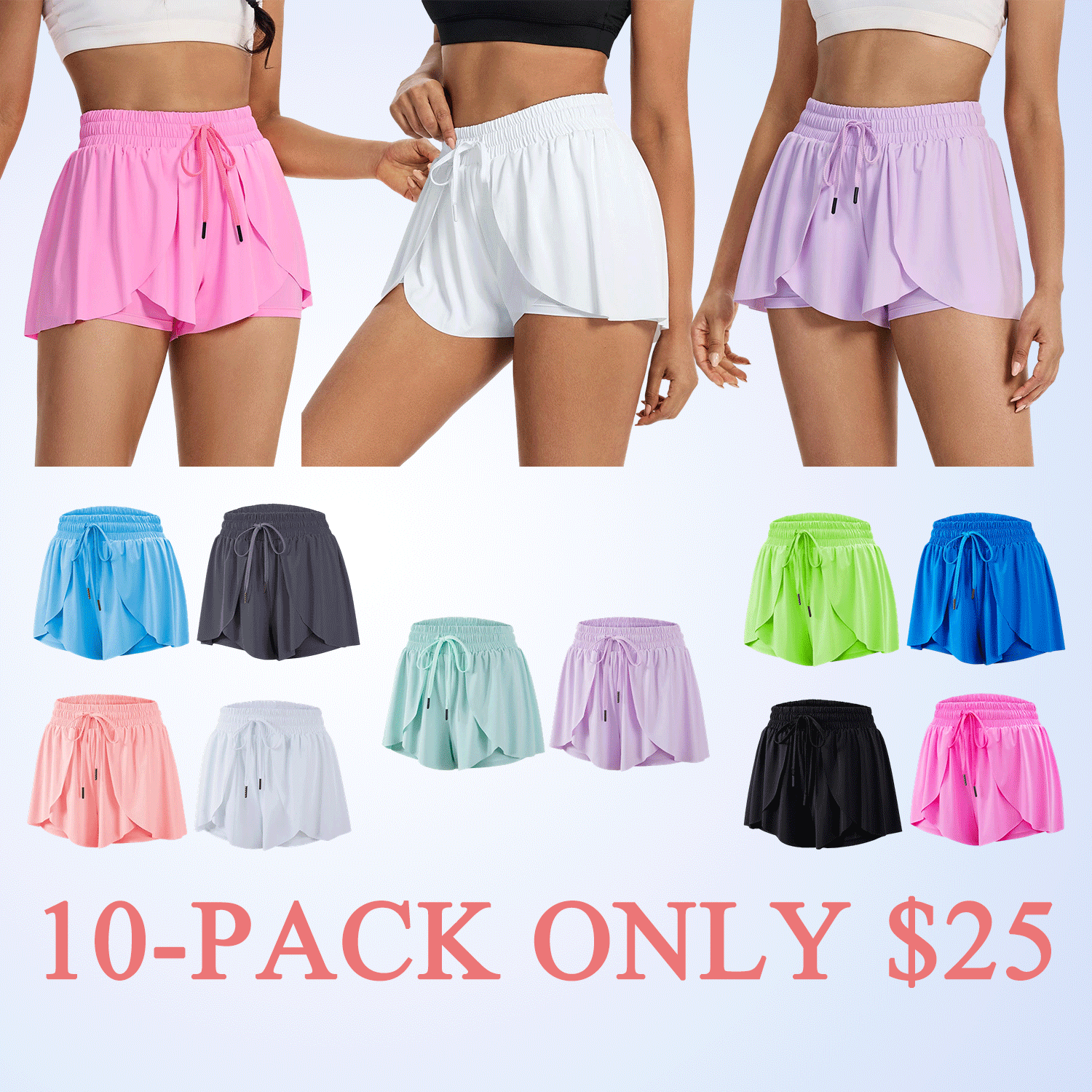 🔥Women’s Flowy 2-in-1 Running Skort Shorts with Pockets