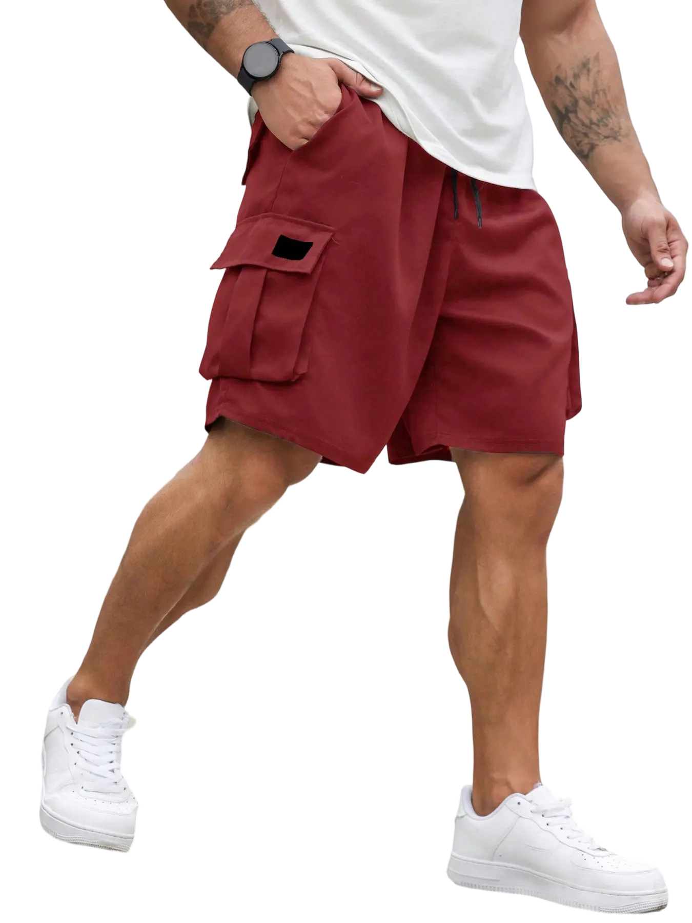 Men's Plus Size Shorts with Pockets and Waist Drawstring, Casual Streetwear Shorts
