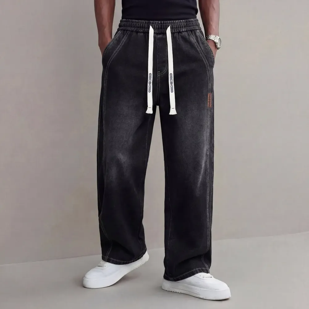 Men’s Stretch Denim Jeans — Vintage Washed Straight-Leg Fit