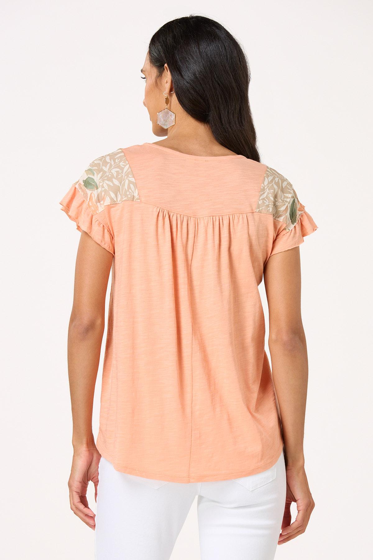 Ruffled Leaf Shoulder Top