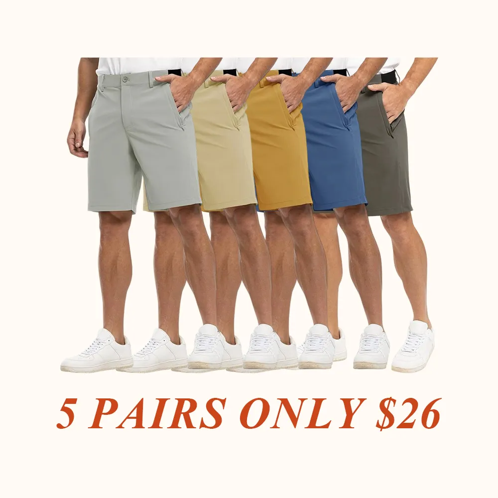 Men's Fashion 9'' Golf Work Shorts Stretch Waistband Quick-Dry Fit Hiking Casual Business Dress Athletic