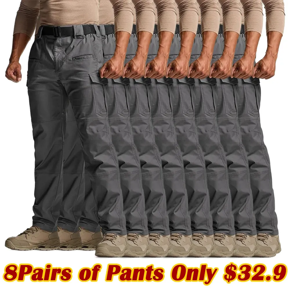 Men's Flex Stretch Tactical Pants, Water Resistant Ripstop Cargo Pants