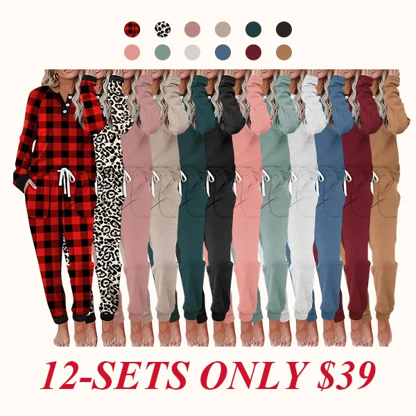 Two Piece Outfits for Women Lounge Sets Button Down Sweatshirt