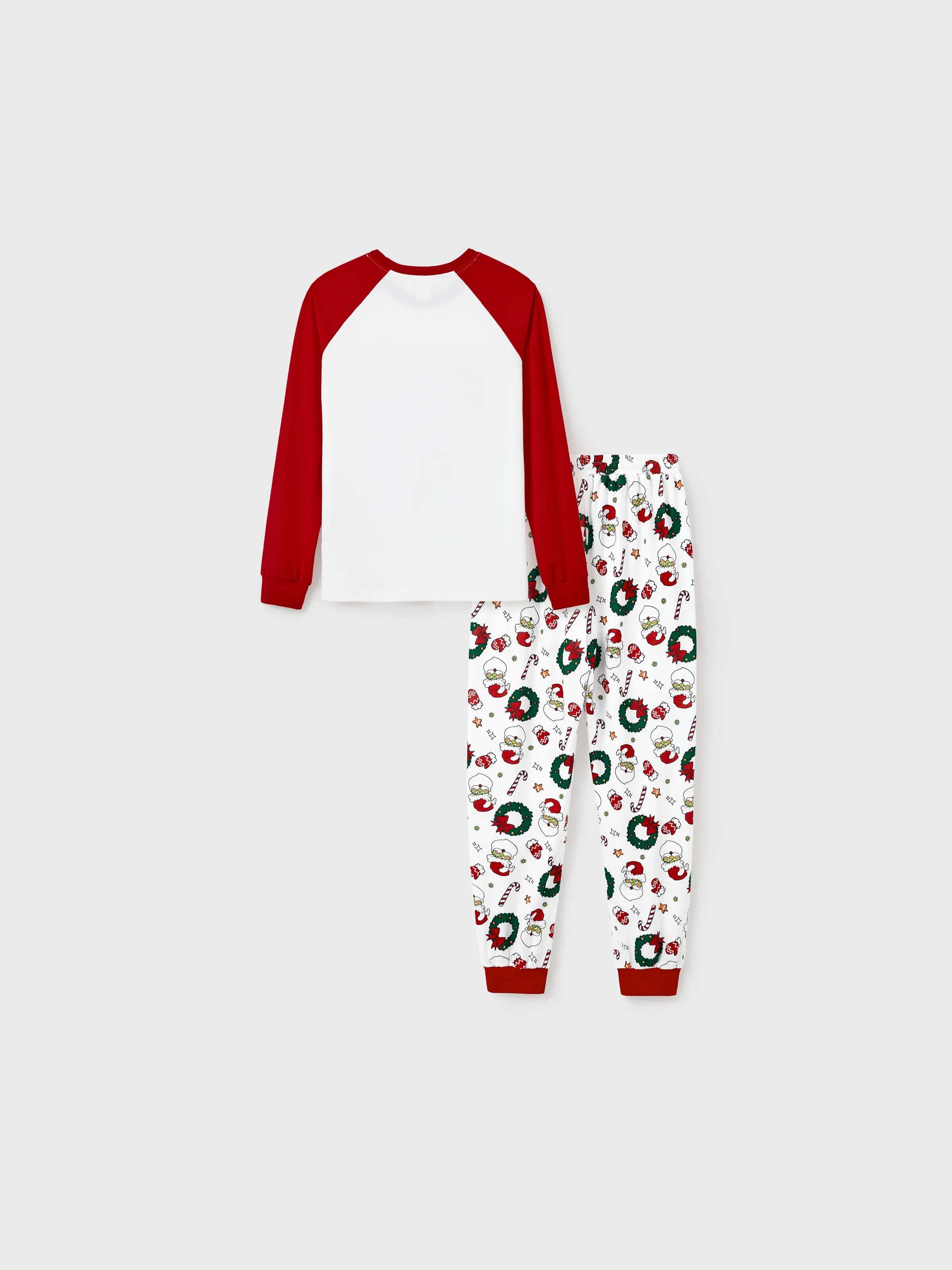 Christmas Matching Family Pajamas Set Christmas Grinch-themed Print PJS with Christmas Socks Red