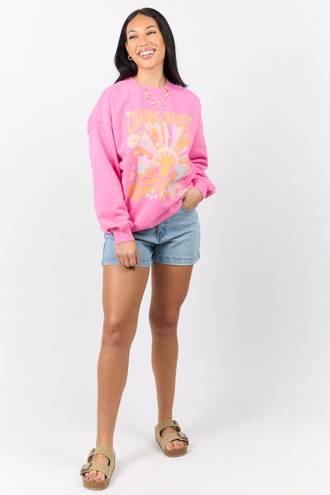 Chasing Sunsets Pink Graphic Sweatshirt