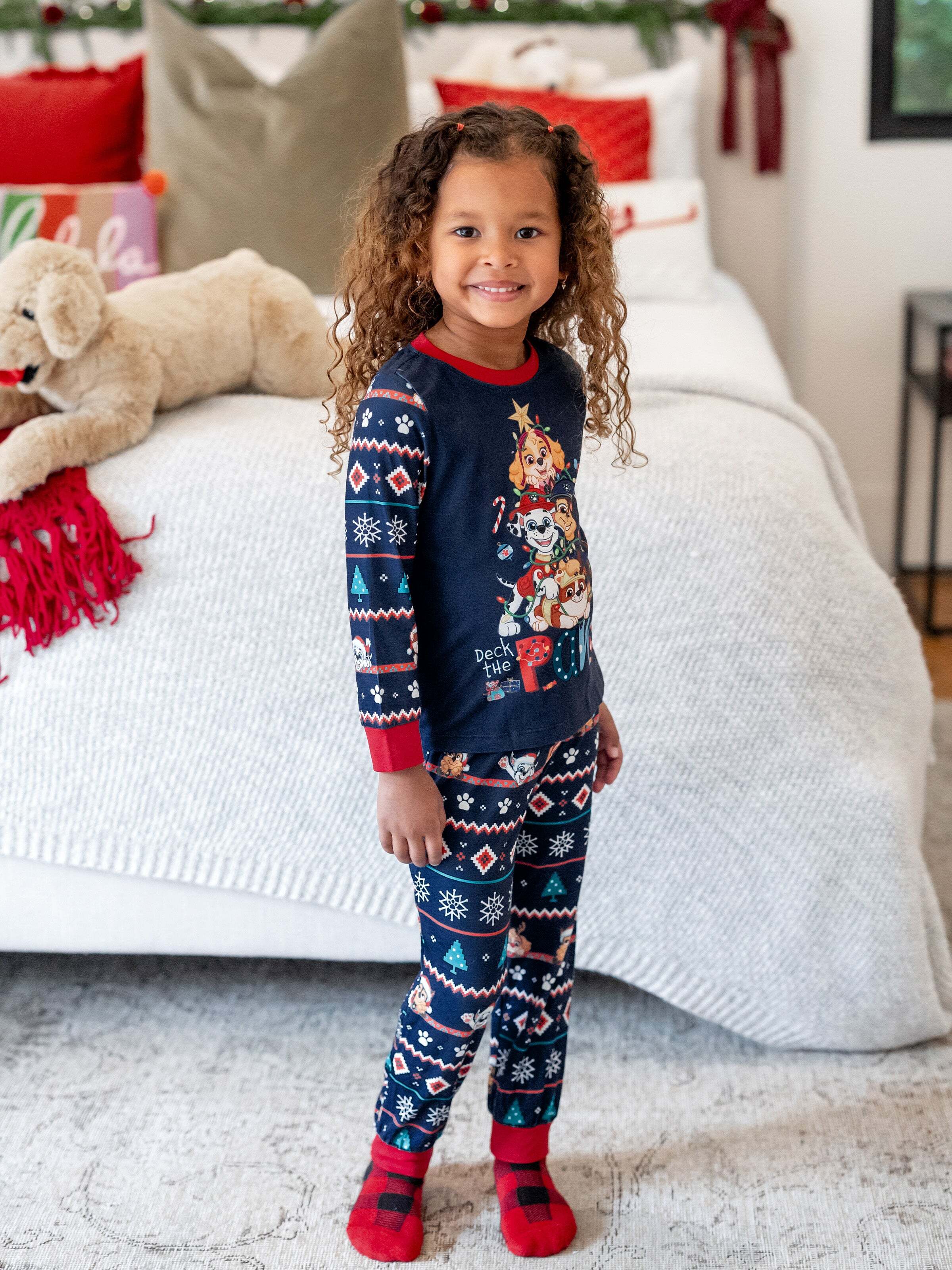 PAW Patrol Christmas Family Matching Allover Print Long-sleeve Pajamas Sets with Christmas Socks