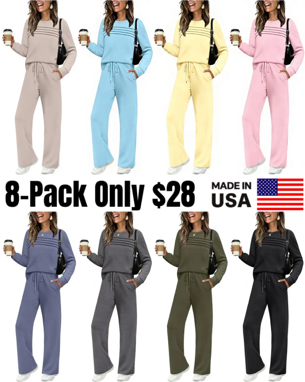 ✨Women's Long-Sleeve Pullover Tracksuit Set - Soft Drawstring 2-Piece Outfits