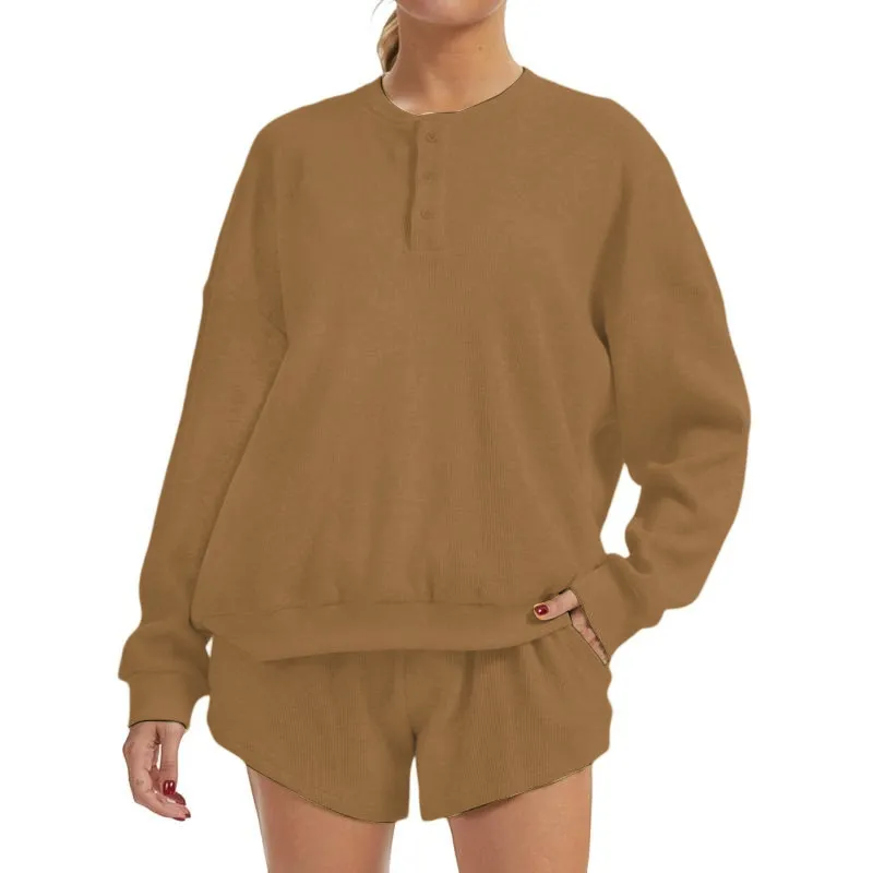 Women's Oversized Waffle Knit Lounge Set