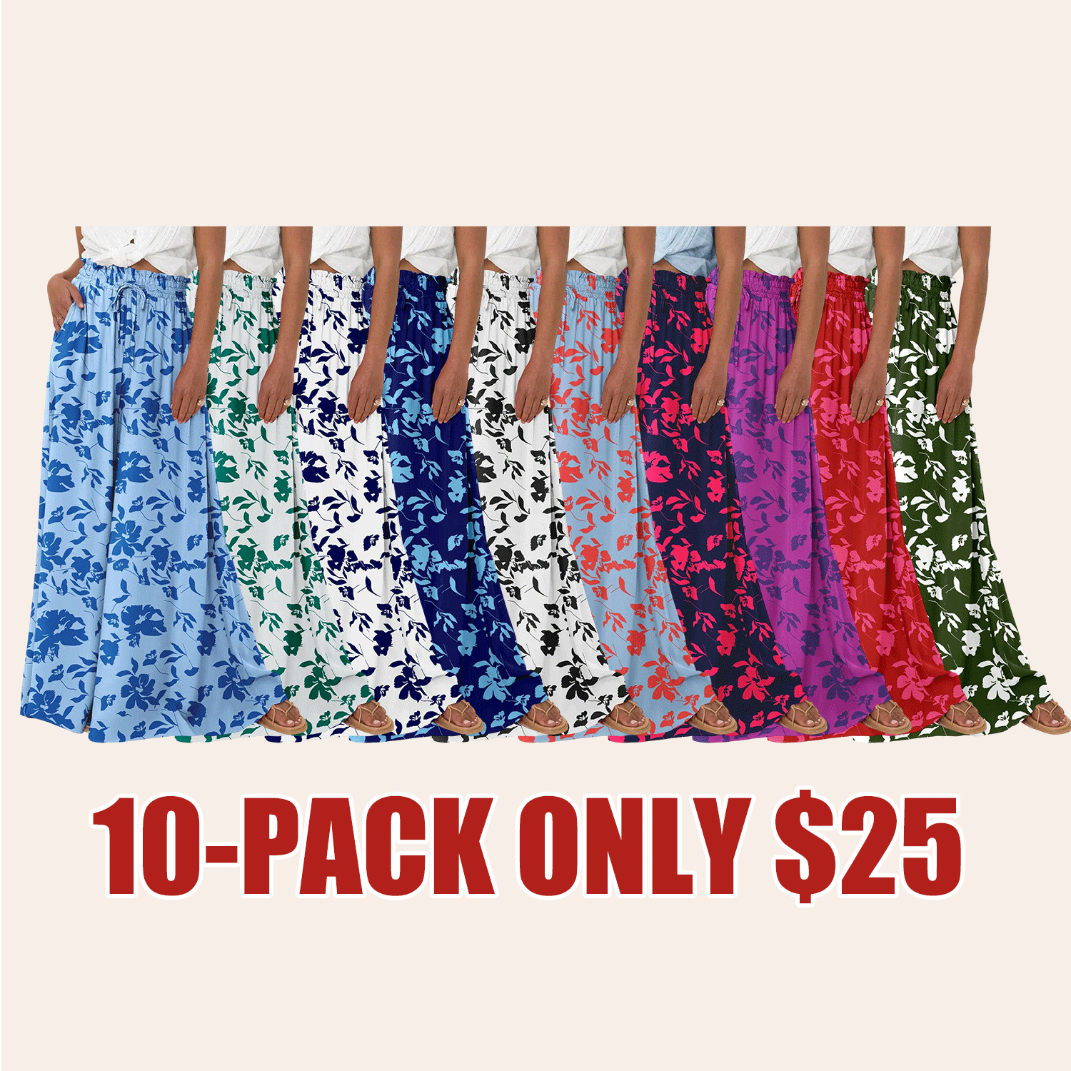 Women’s High-Waisted Wide Leg Palazzo Pants – Summer Casual Lounge & Beach Trousers with Pockets