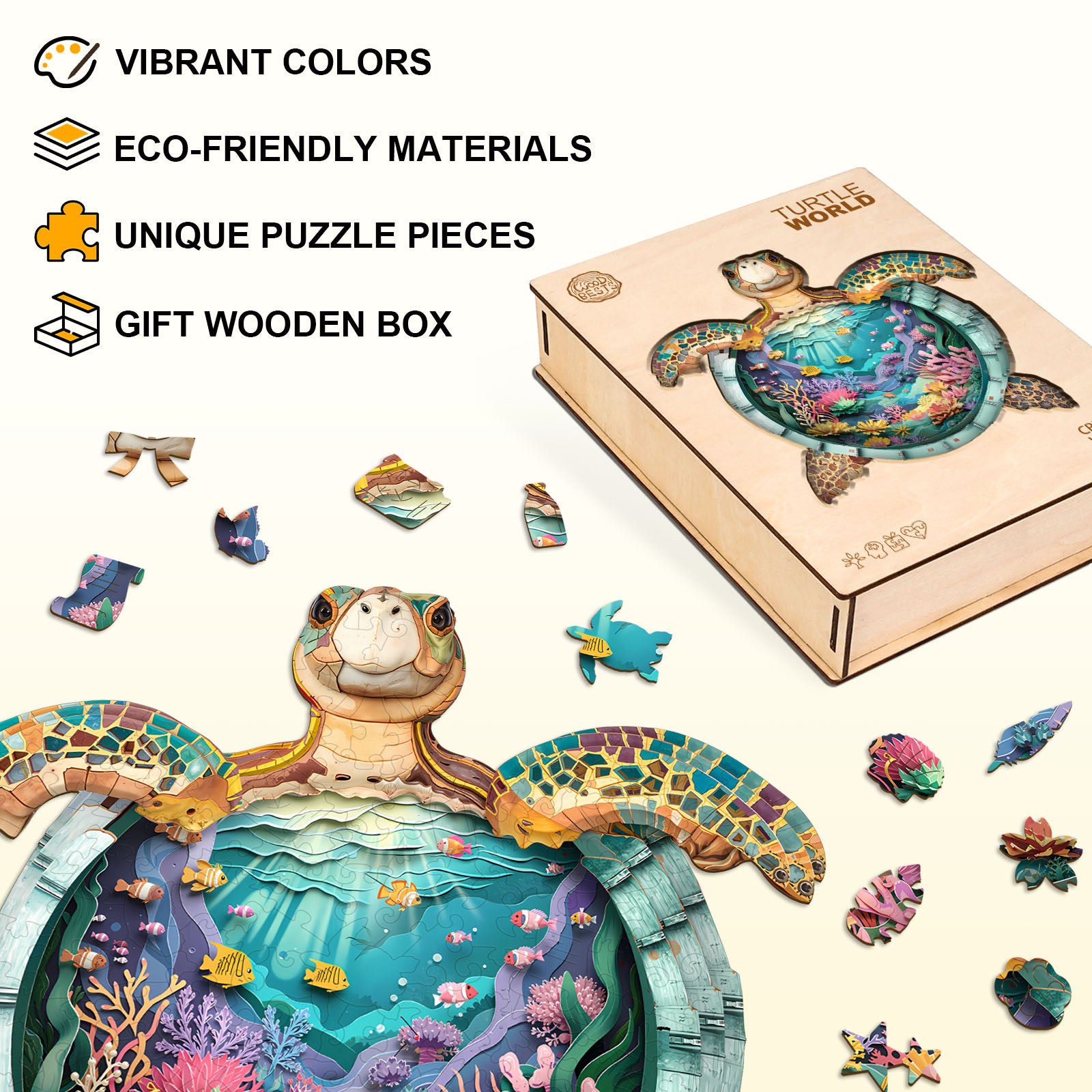 Turtle World Wooden Jigsaw Puzzle