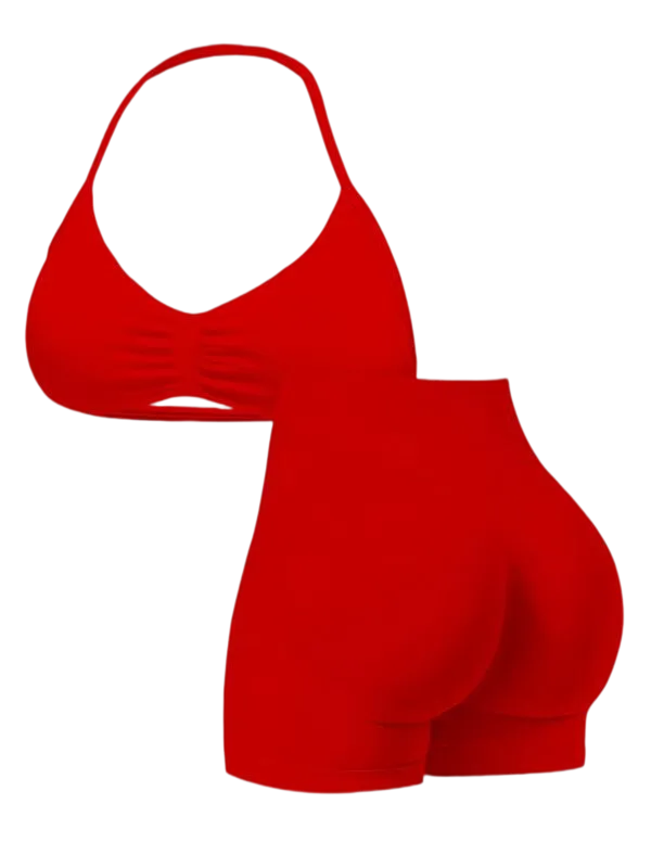 New Women's Sporty Yoga Set, High-Waist Tight-Fitting Shorts and Tank Top