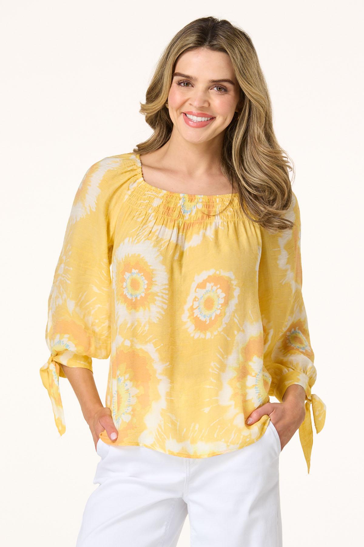 Tie Dye Medallion Poet Top