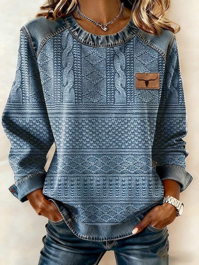 Women's Casual Retro Western Sweatshirt