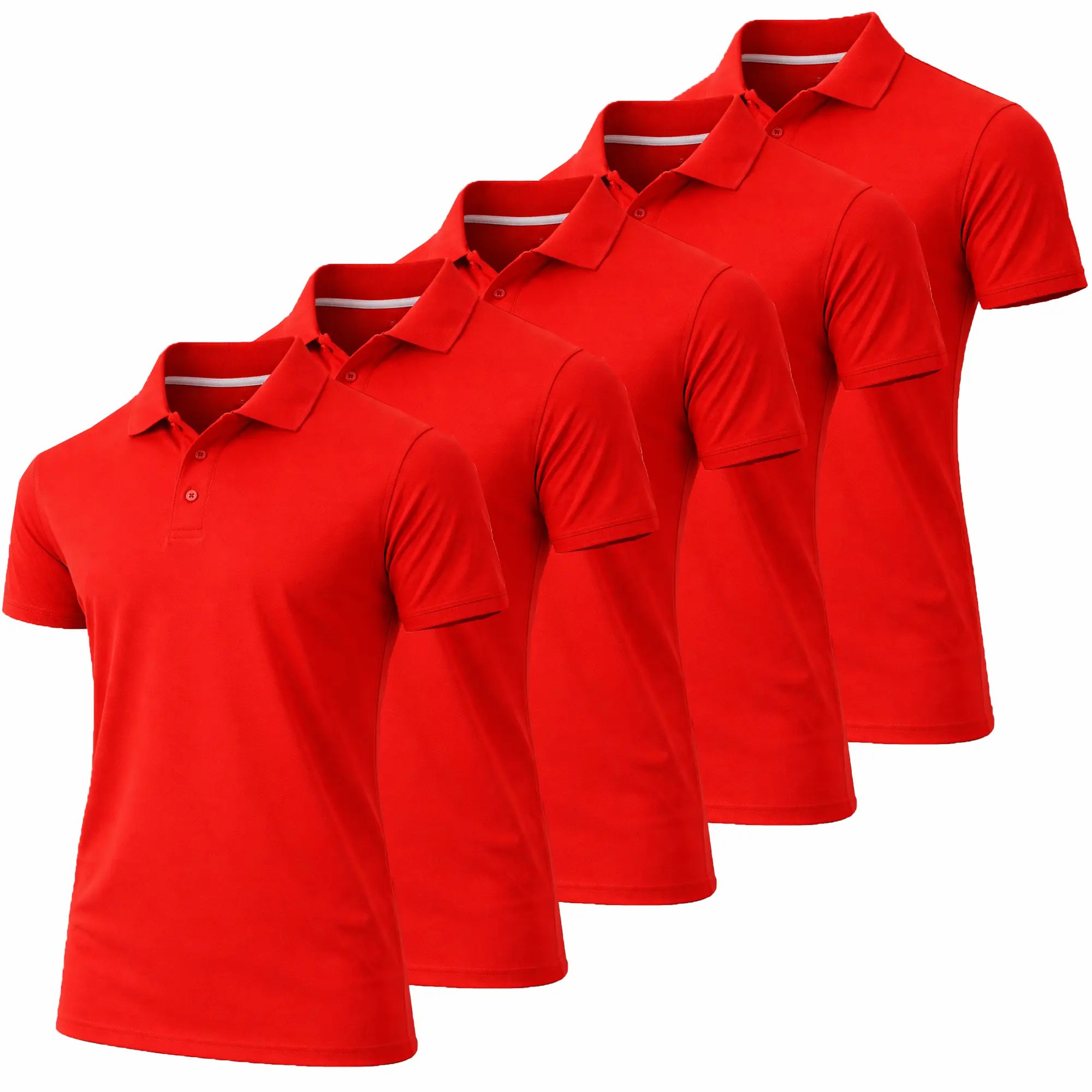 Men's 6-Pack Dry Fit Moisture-Wicking Polo Shirts – Ribbed Sleeve Casual Wear