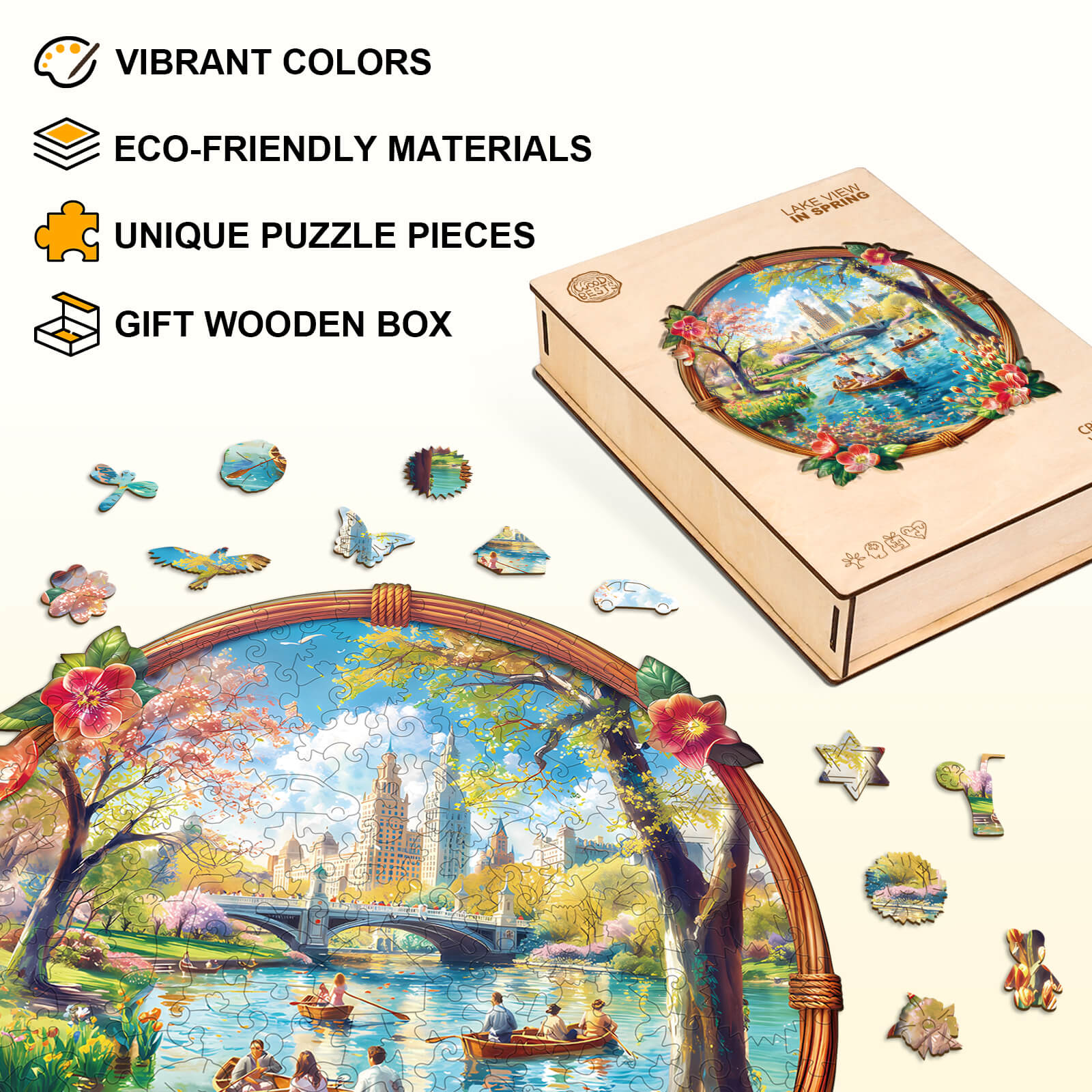 Lake View In Spring  Wooden Jigsaw Puzzle