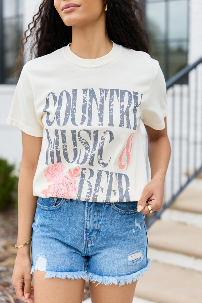 Country Music & Beer Ivory Graphic Tee