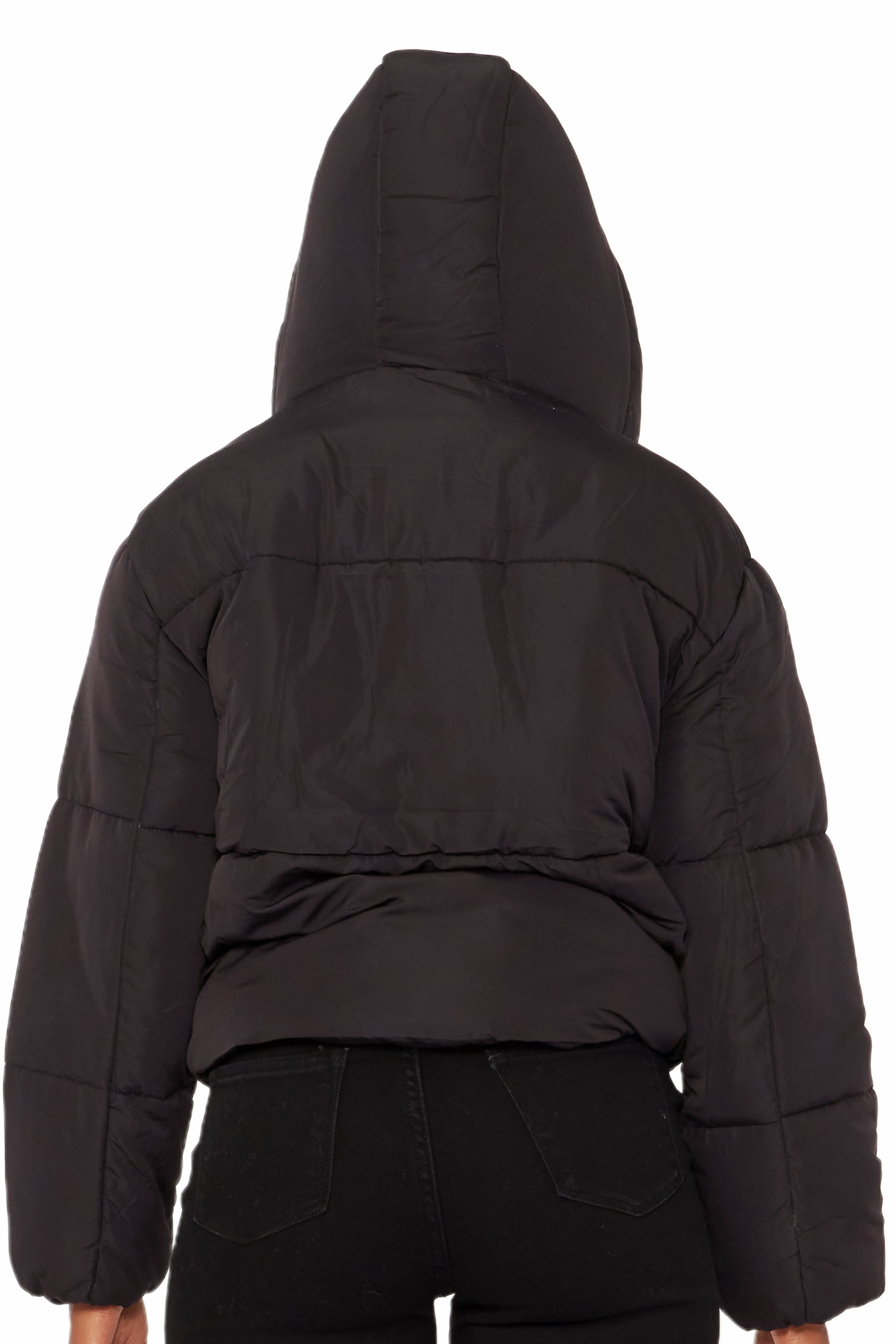 Kalisha Black Rhinestone Puffer Jacket