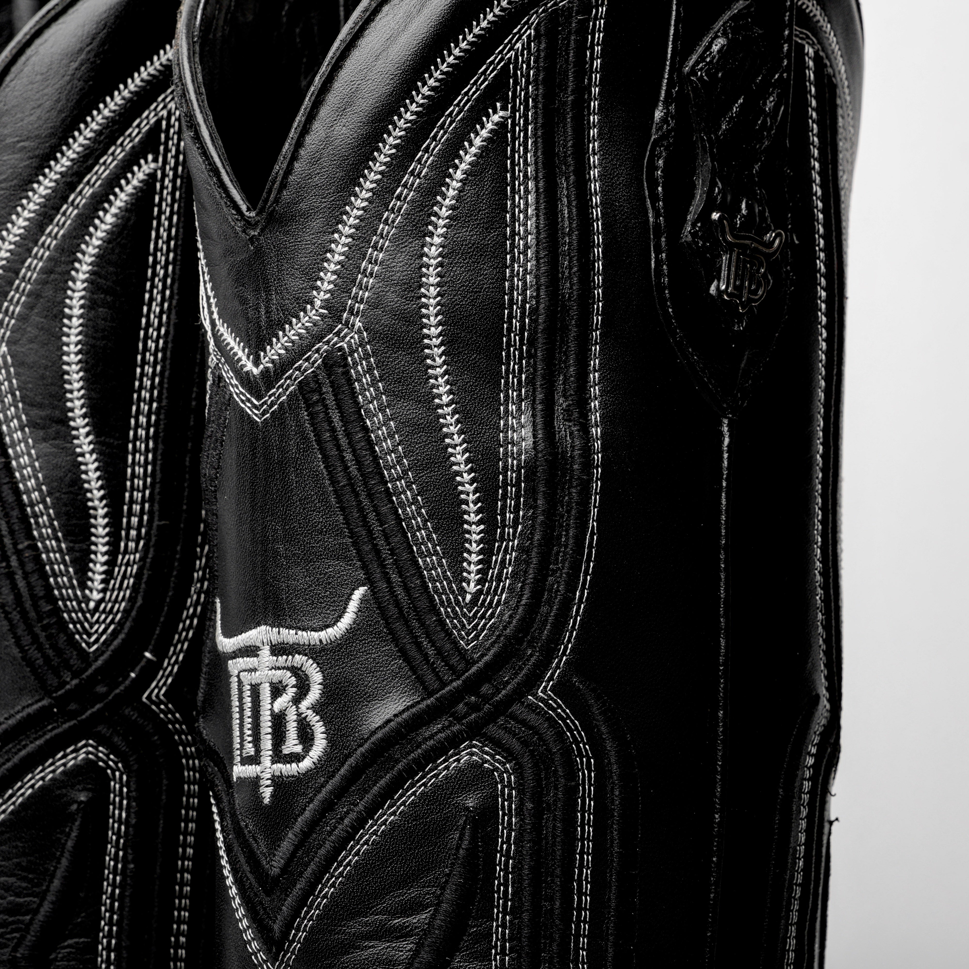 Black Snapping Turtle Leather Boots - Square Toe