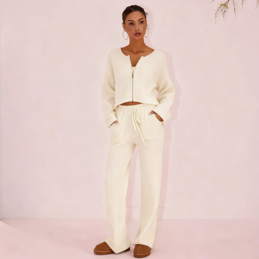 Women's Oversized Knit Sweater & Wide-Leg Pants Set