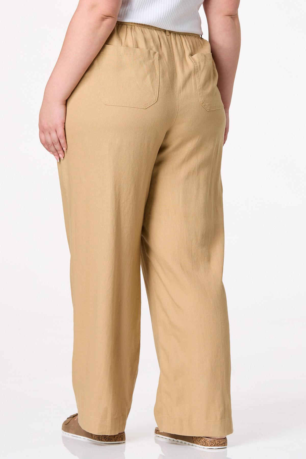 Plus Size Patch Pocket Linen Pants