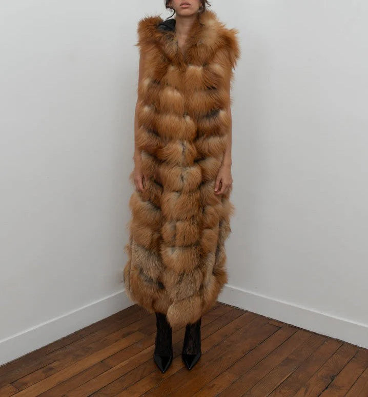 Natural Red Fox Full Length Vest（✔️Free shipping）