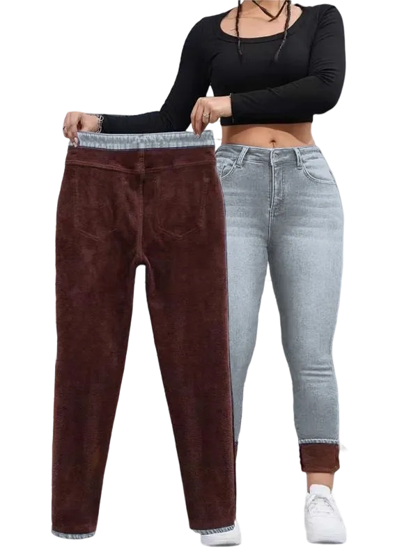 Women's Autumn/Winter Fleece-Lined Jeans