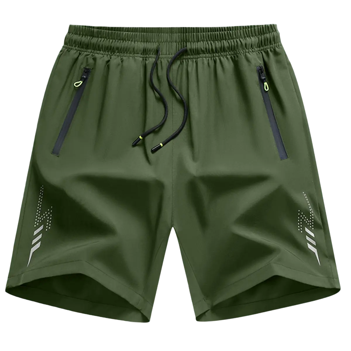 Men’s Casual Shorts — Zipper Pockets, Stretch Fabric, Lightning Stripes, Vertical Ribbed Details, Preppy Fitness Style, Perfect for Spring/Summer