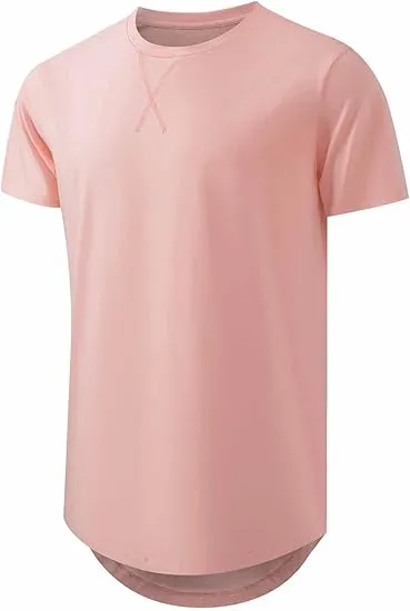 Cotton Hipster Hip Hop Longline Crewneck T-Shirt,Menswear Casual Tshirt Tops