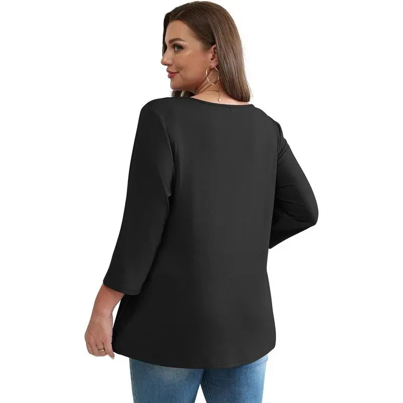 3/4 Length Sleeve Womens Tops 2025 Blouses for Women Dressy Casual Fashion Clothing V Neck Babydoll Tops Fall Outfits