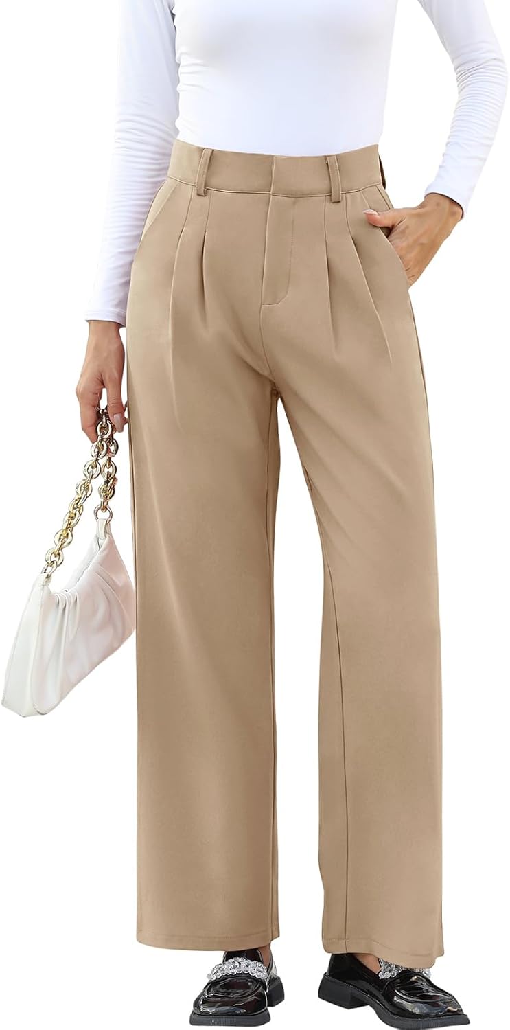 High-Waisted Work Pants for Women – Business Casual Office Trousers with Pockets