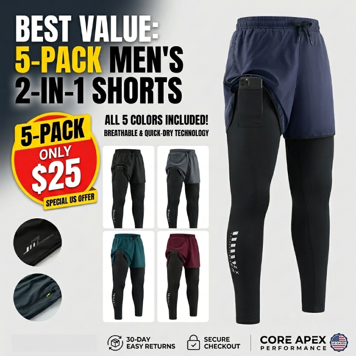 Men’s 2-in-1 Pro Performance Training Pants - Quick-Dry & Built-In Liner