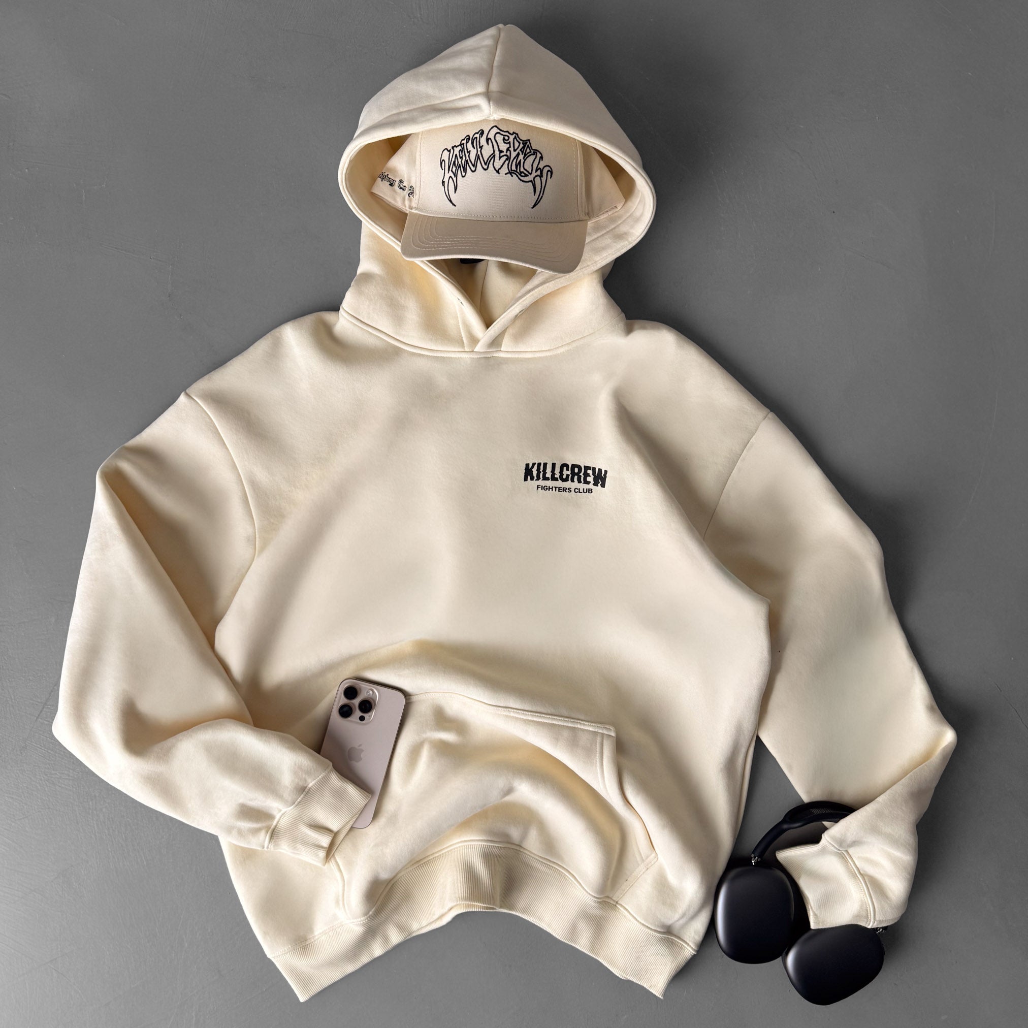 OVERSIZED LUX RIGOROUS TRAINING HOODIE - CREAM / BLACK