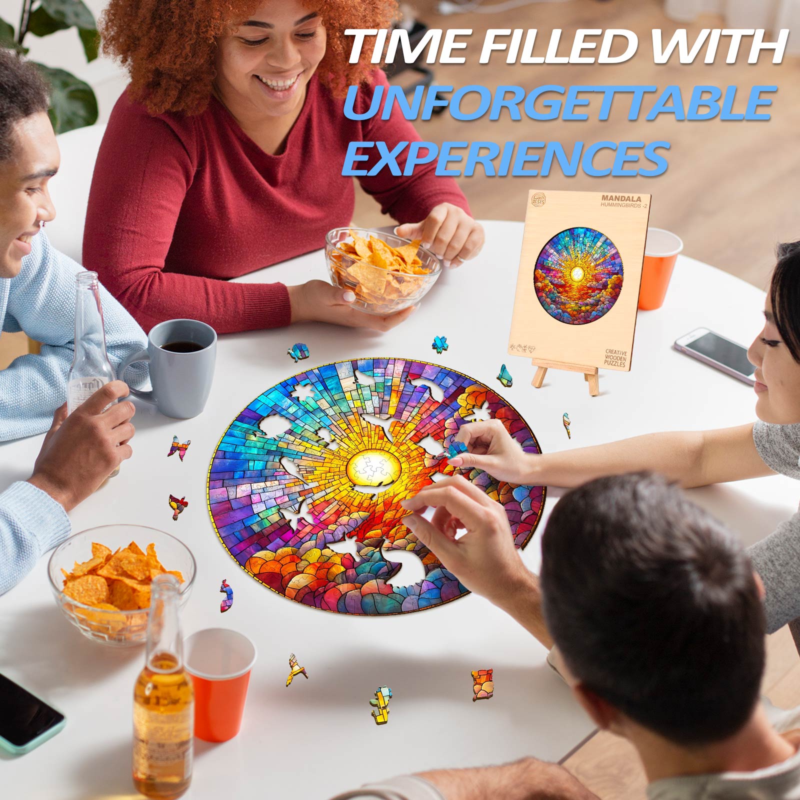 Stained Glass Rainbow Wooden Jigsaw Puzzle