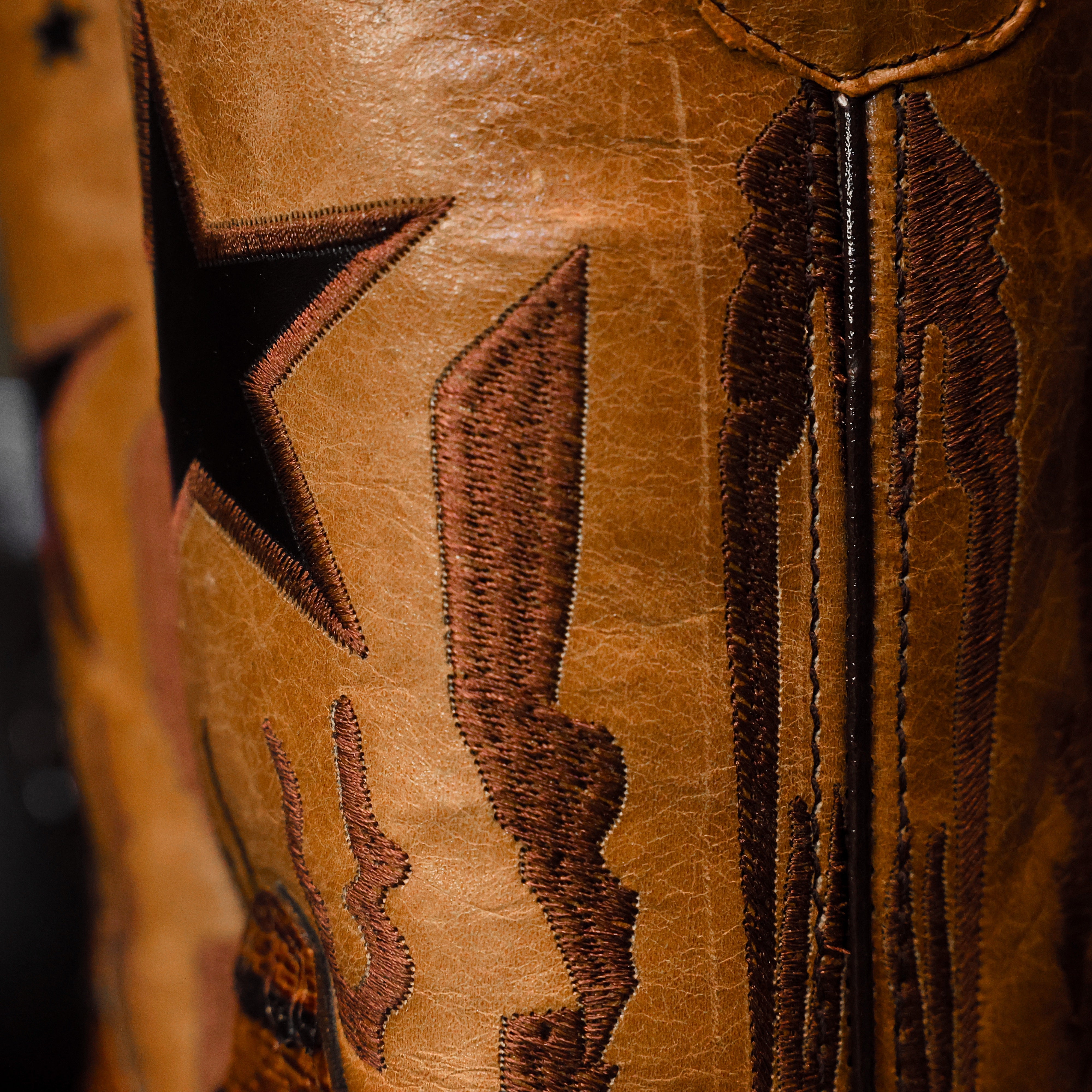 Honey Cognac Python Leather Boots - Square Toe