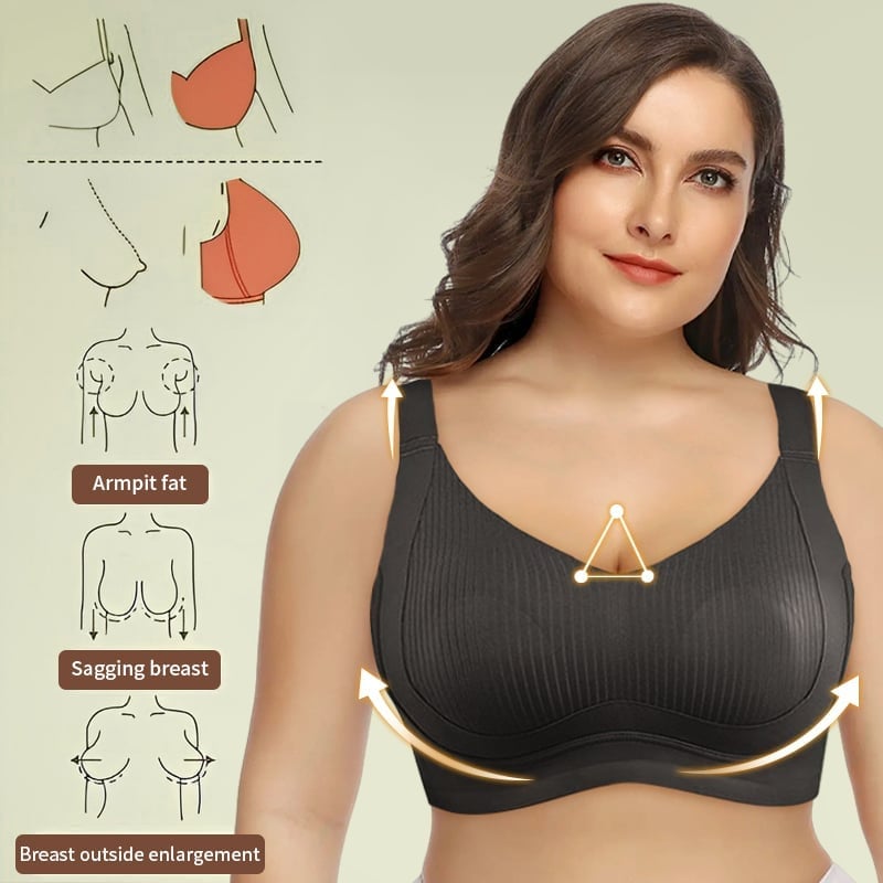 🔥Last Day Promotion!🌺Women's Solid Four-breasted Adjustable Wireless Bra👍 No more sagging breasts